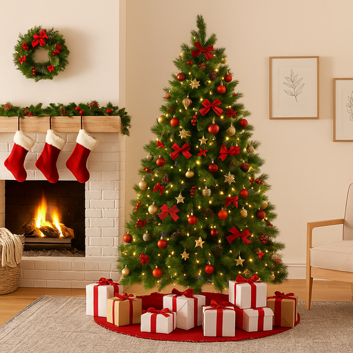 6ft Noble Cashmere Dark Pine Christmas Tree with full dark green branches