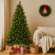 7ft Noble Cashmere Dark Pine Christmas Tree pre-lit with warm white LED lights