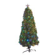 180cm fibre optic Christmas tree with colour-changing LED lights and glowing multicolour branches