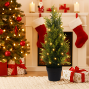 Artificial 90cm Christmas Tree with 237 tips in rustic metal pot – compact festive décor for tabletops or small spaces