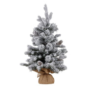 2ft Snowy Dorchester Christmas Tree with warm white LED lights, flocked snowy finish, perfect for tabletop holiday decoration.