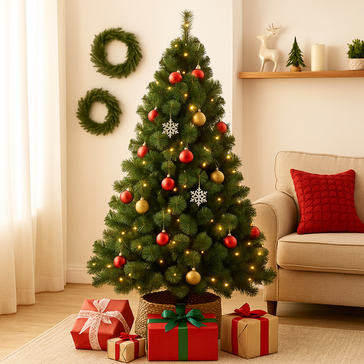 30cm Holly Berry Christmas Wreath with green leaves and red berries – compact classic holiday decoration