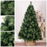 210cm artificial Christmas tree with 1436 mix tips and sturdy metal base, offering a full and realistic festive look