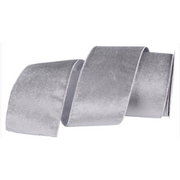 Silver Christmas velour ribbon with double layer design, 10cm x 10m roll