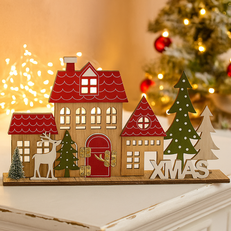 Christmas Village Table Top Sign 30x4.8x17.5cm Holiday Decoration