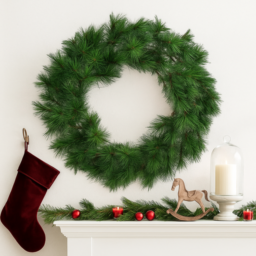 76cm green Brighton Spruce Christmas wreath with realistic spruce foliage