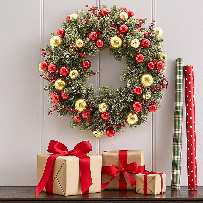 61cm Dakota Pine Christmas wreath with full, realistic green pine foliage