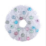 40cm pastel bauble Christmas wreath in pink, mint, lilac and pearl tones – fairy floss theme