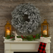 76cm black flocked Christmas wreath with full pine-style branches
