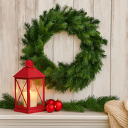 76cm Frosted Carolina Spruce Christmas wreath with snow-dusted pine branches