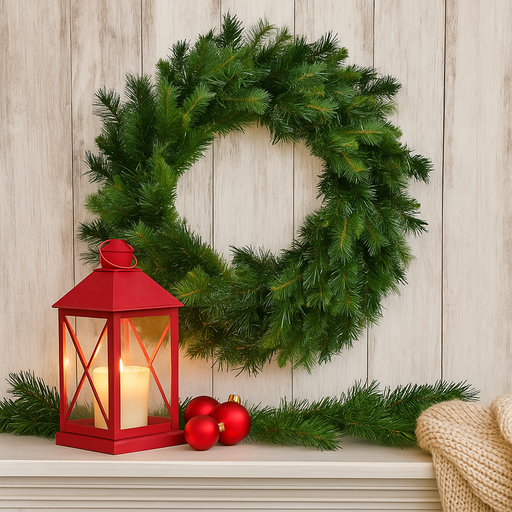 76cm Frosted Carolina Spruce Christmas wreath with snow-dusted pine branches