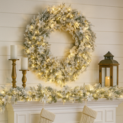 122cm frosted Christmas wreath with thick snow-dusted pine foliage