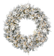 122cm frosted Christmas wreath with thick snow-dusted pine foliage