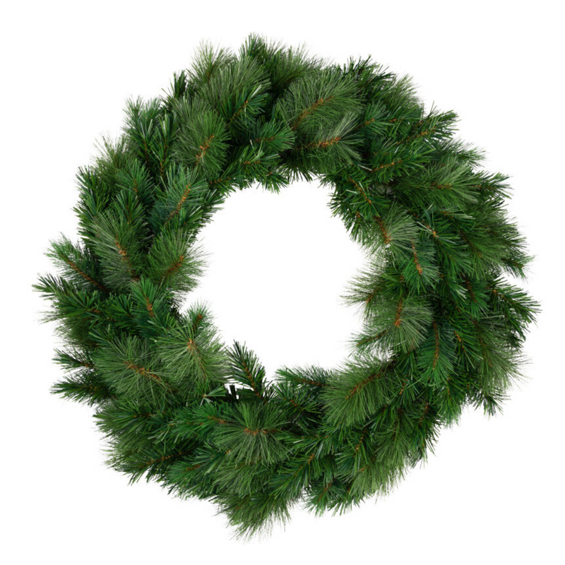 76cm Green Hill Christmas wreath with 180 full green tips – traditional artificial holiday wreath for doors or walls