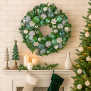 Large 71cm mint green luxe Christmas wreath with full foliage for modern holiday décor