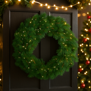 76cm pre-lit New Colorado Spruce Christmas wreath with 100 warm white LED lights
