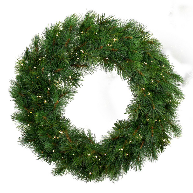 76cm pre-lit New Colorado Spruce Christmas wreath with 100 warm white LED lights