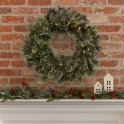 76cm pre-lit Noble Cashmere Christmas wreath with 100 warm white LED lights