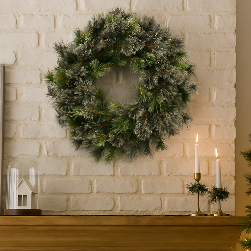 76cm Noble Cashmere Christmas wreath with full green pine-style foliage