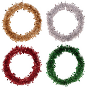 30cm tinsel Christmas wreath in assorted festive colours for door or wall décor