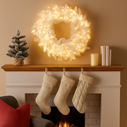 60cm frosted white Christmas wreath with snowy cluster-style foliage