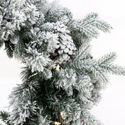 Snowy Dorchester Christmas Wreath 61cm with warm white LED lights and frosted snowy finish, perfect for door and wall holiday decoration.