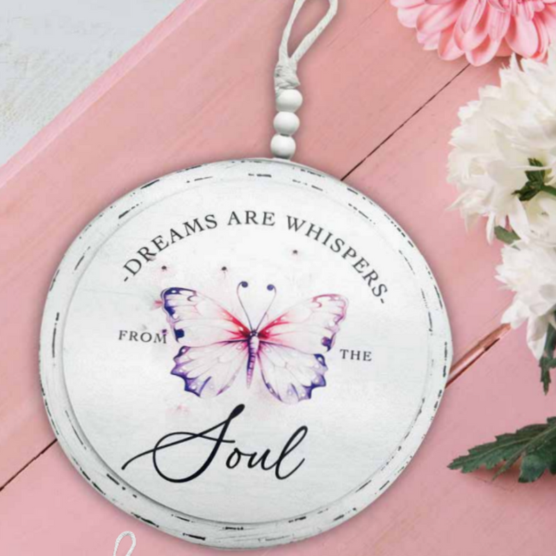 Ronis Circular Wooden Wildflower Beaded Signs 15x15x0.6cm Assorted