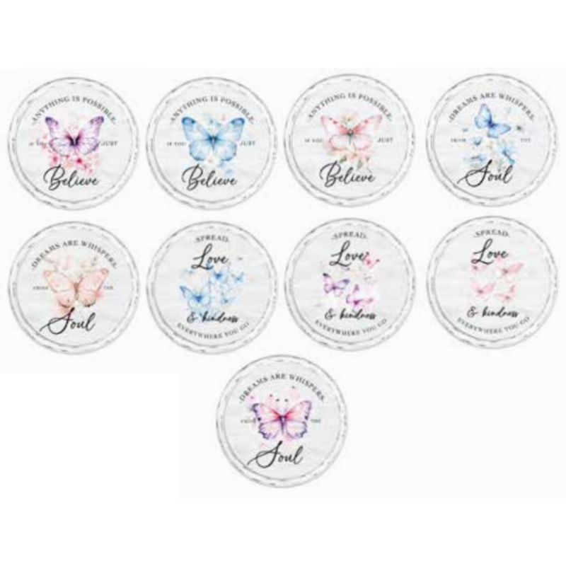 Ronis Circular Wooden Wildflower Beaded Signs 15x15x0.6cm Assorted