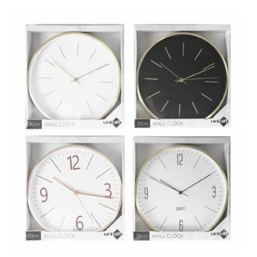 Ronis Classic Clock Plated Finish 30cm Assorted