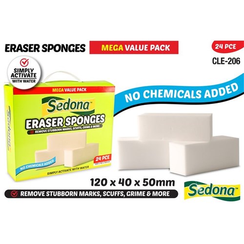 Cleaning Eraser 120x40x50mm 24pc – bulk pack of magic cleaning erasers for household and professional use