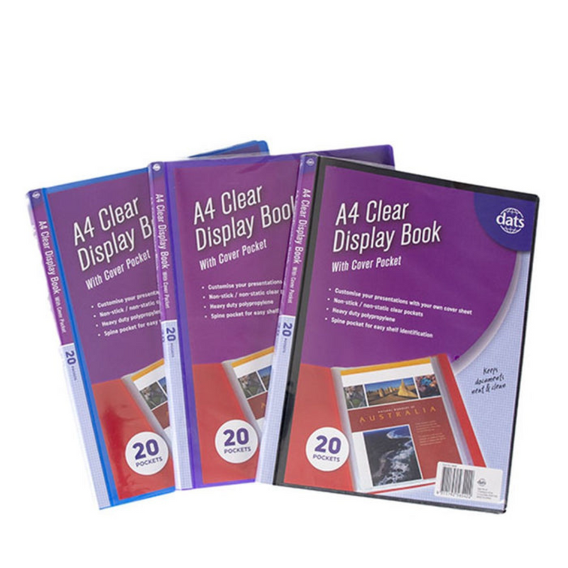 Ronis Clear Book PP Cover with Insert A4 20 Pockets Assorted