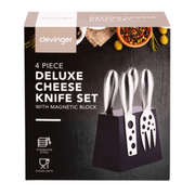 Ronis Clevinger Hobson 4 Piece Stainless Steel Cheese Knife Set with Magnetic Block
