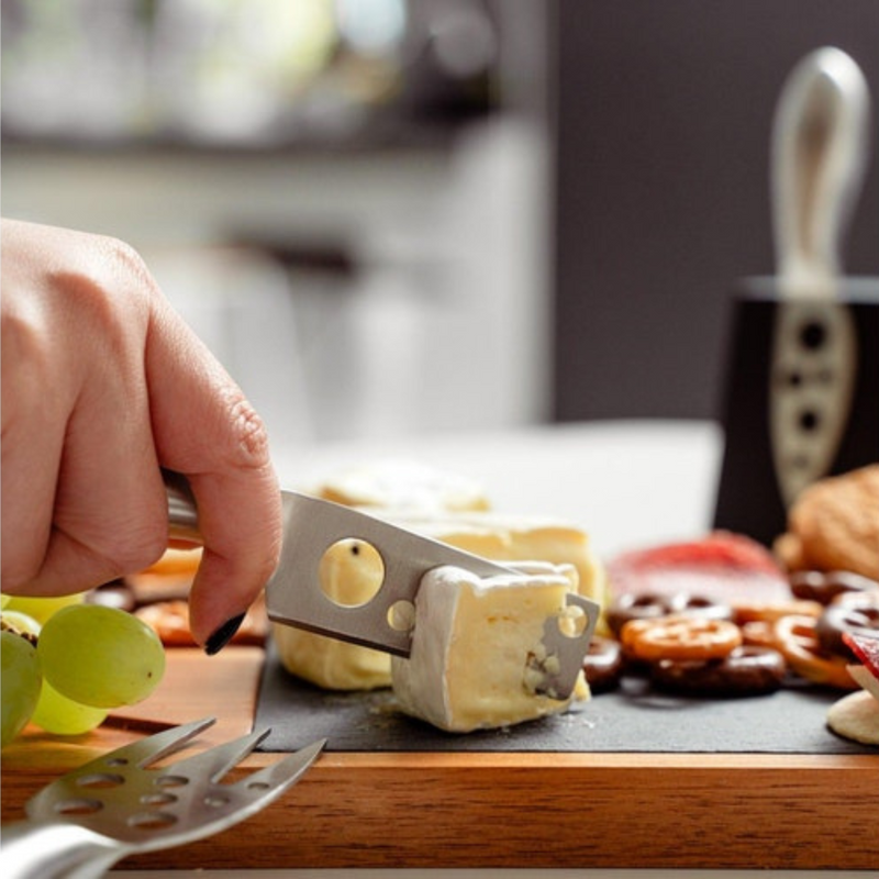 Ronis Clevinger Hobson 4 Piece Stainless Steel Cheese Knife Set with Magnetic Block