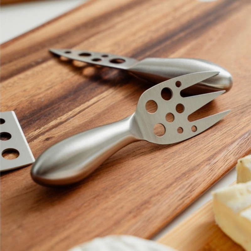 Ronis Clevinger Hobson 4 Piece Stainless Steel Cheese Knife Set with Magnetic Block