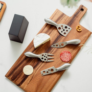 Ronis Clevinger Hobson 4 Piece Stainless Steel Cheese Knife Set with Magnetic Block