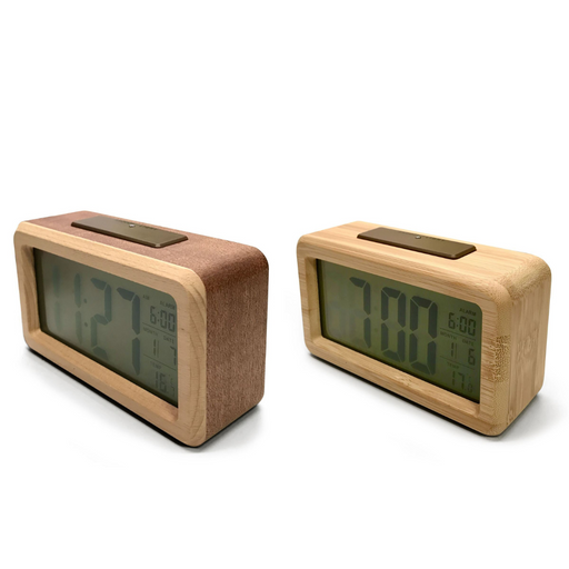 Ronis Clock Checkmate Timber Multifunction Digital Alarm Clock 14x7.8x4.5cm Assorted