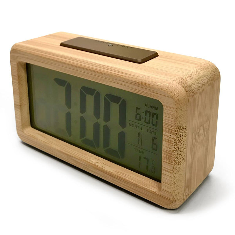 Ronis Clock Checkmate Timber Multifunction Digital Alarm Clock 14x7.8x4.5cm Assorted