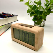 Ronis Clock Checkmate Timber Multifunction Digital Alarm Clock 14x7.8x4.5cm Assorted
