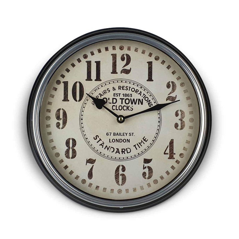 Ronis Clock Classic Metal Wall Clock 31cm Black