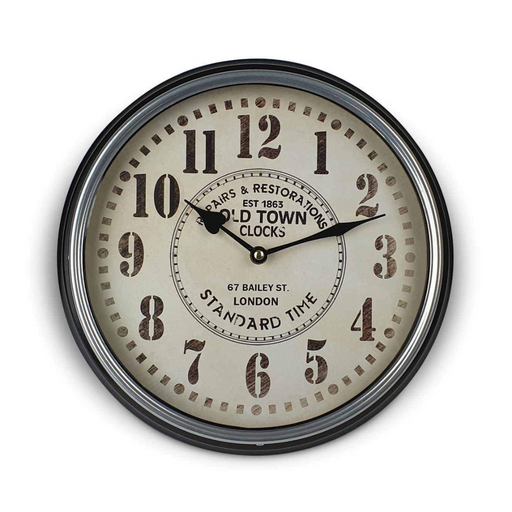Ronis Clock Classic Metal Wall Clock 31cm Black