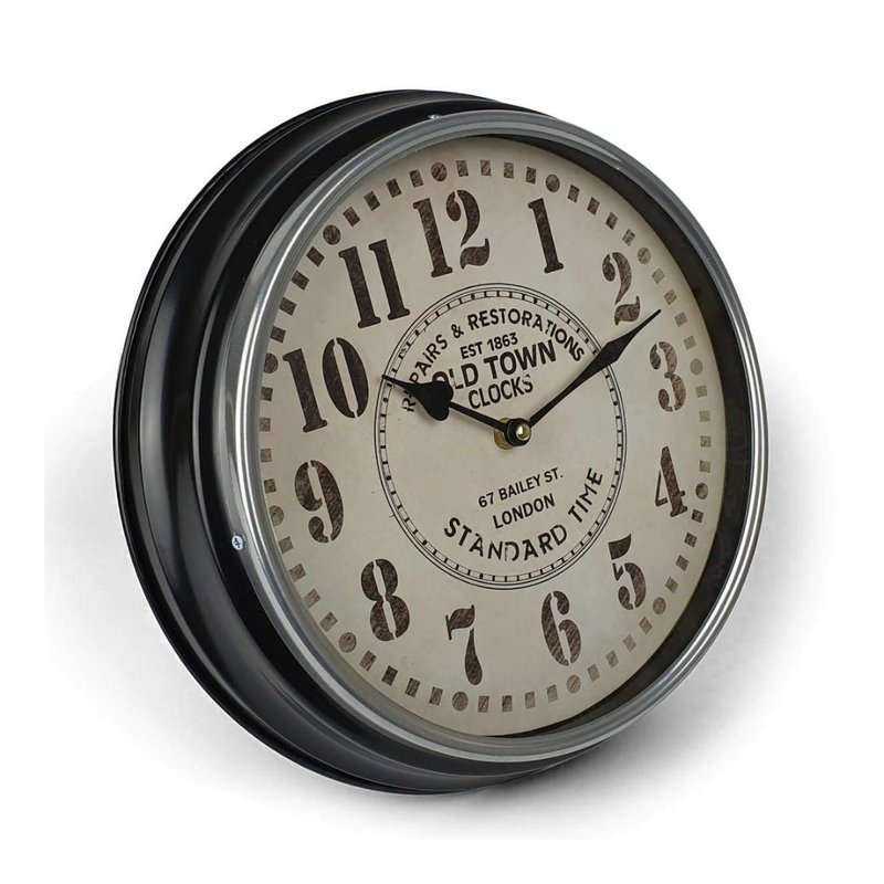 Ronis Clock Classic Metal Wall Clock 31cm Black