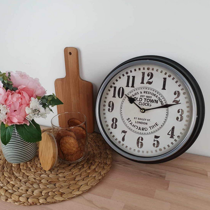 Ronis Clock Classic Metal Wall Clock 31cm Black