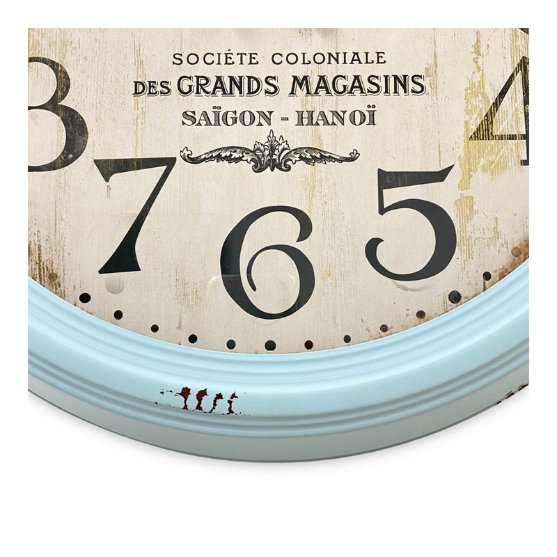 Ronis Clock Classical Mid Metal Wall Clock 46cm Blue