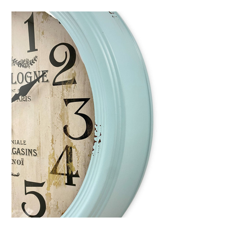 Ronis Clock Classical Mid Metal Wall Clock 46cm Blue