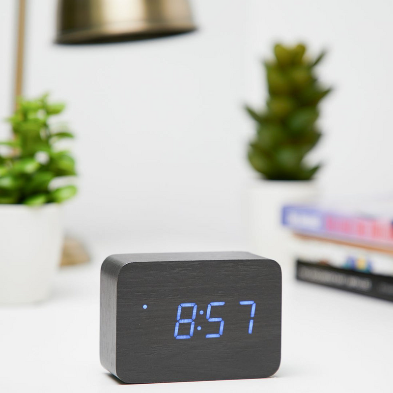 Ronis Clock LED Cuboids Table Clock 10cm Black