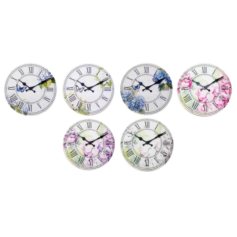 Ronis Clocks MDF Hydrangea 29x29cm Assorted