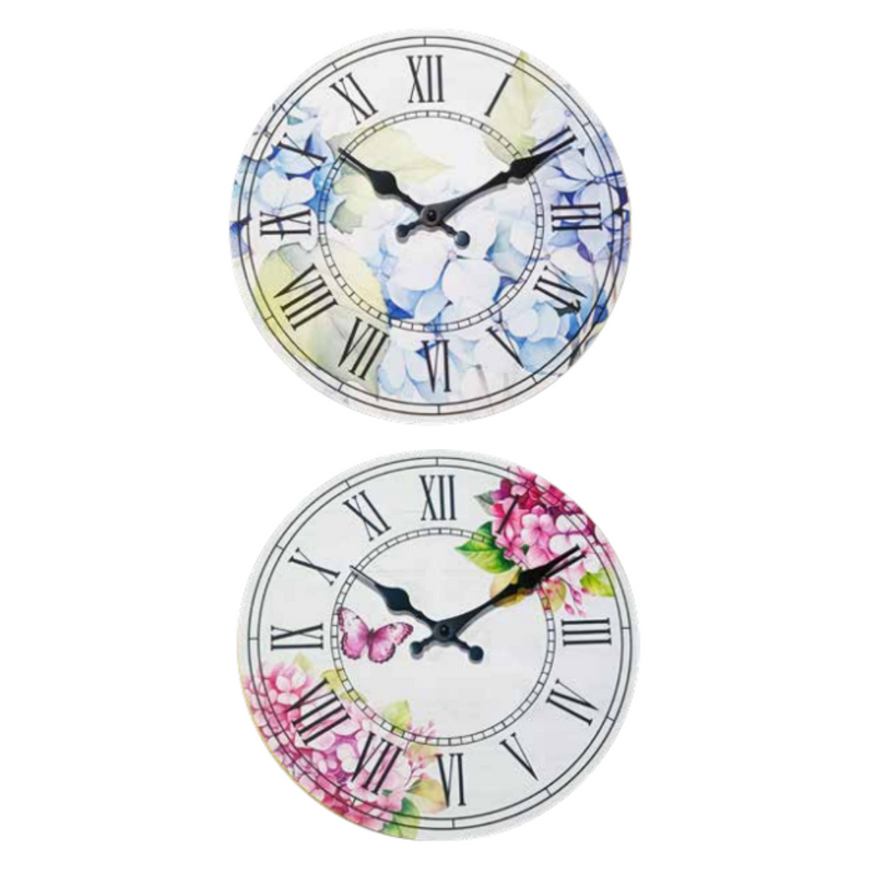 Ronis Clocks MDF Hydrangea 29x29cm Assorted