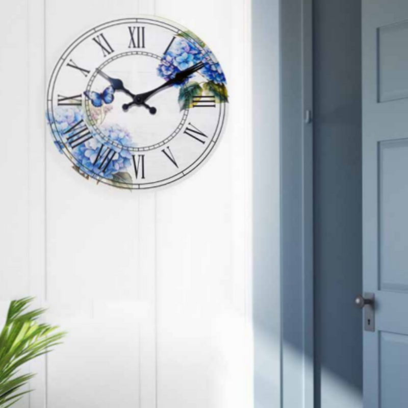 Ronis Clocks MDF Hydrangea 29x29cm Assorted