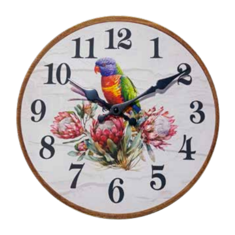 Ronis Clocks MDF Native Birds In Proteas 29cmD Assorted