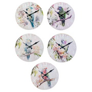 Ronis Clocks MDF Pastel Birds 29cmD Assorted